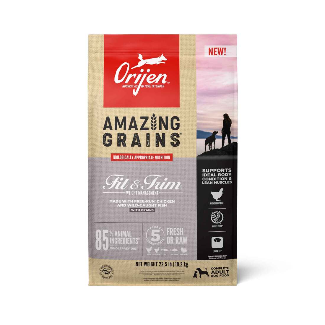 Orijen Amazing Grains Fit and Trim Dry Dog Food, Chicken, Turkey