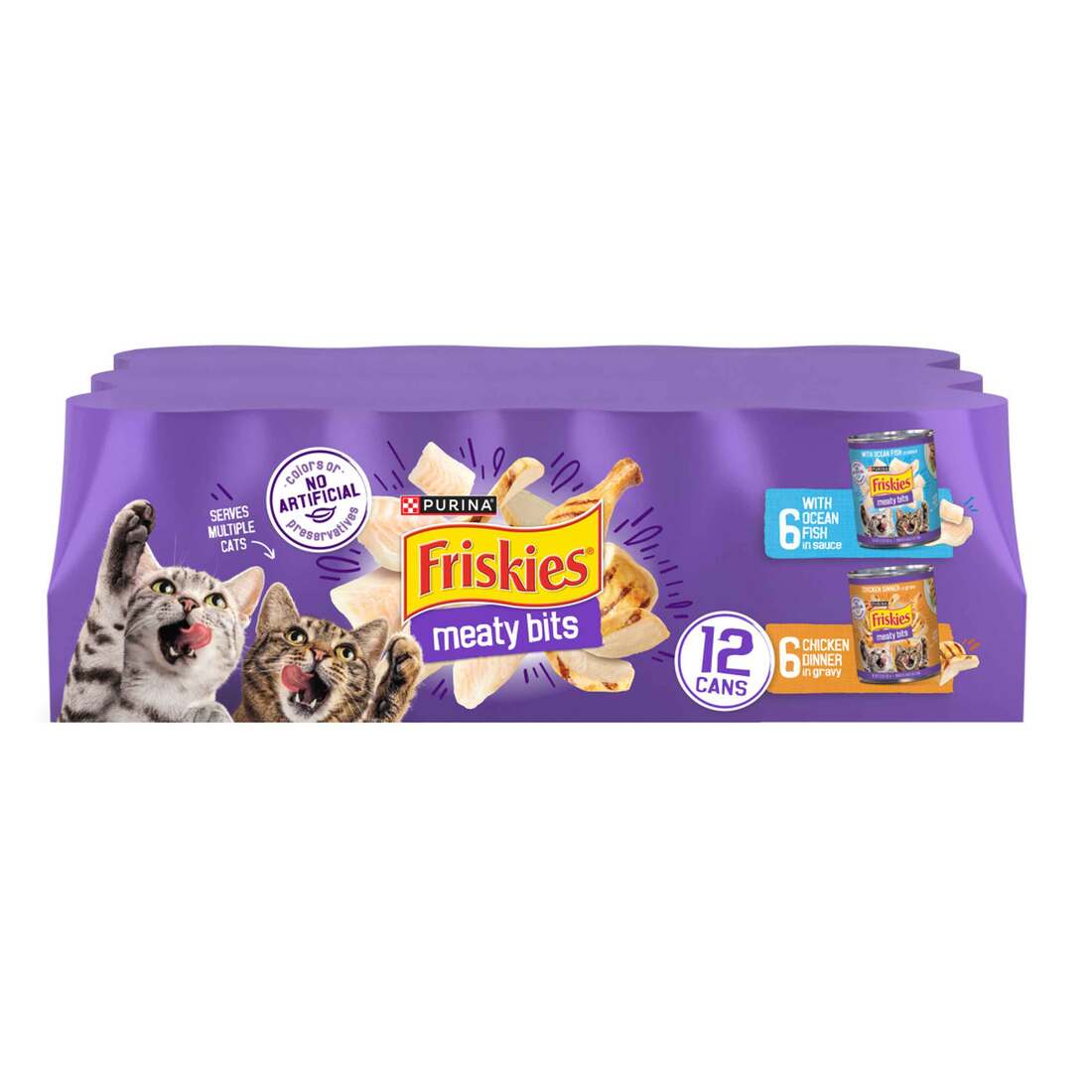Friskies Meaty Bits Wet Cat Food Variety Pack, 12 Count, 66 Ounces