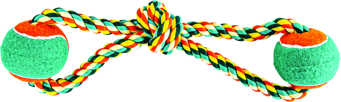 Play On Dog Toy Wishbone Rope with 2 Tennis Balls