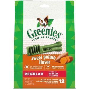GREENIES Regular Natural Dog Dental Treats, Sweet Potato Flavor, 12 Ounce Pack (12 Treats)