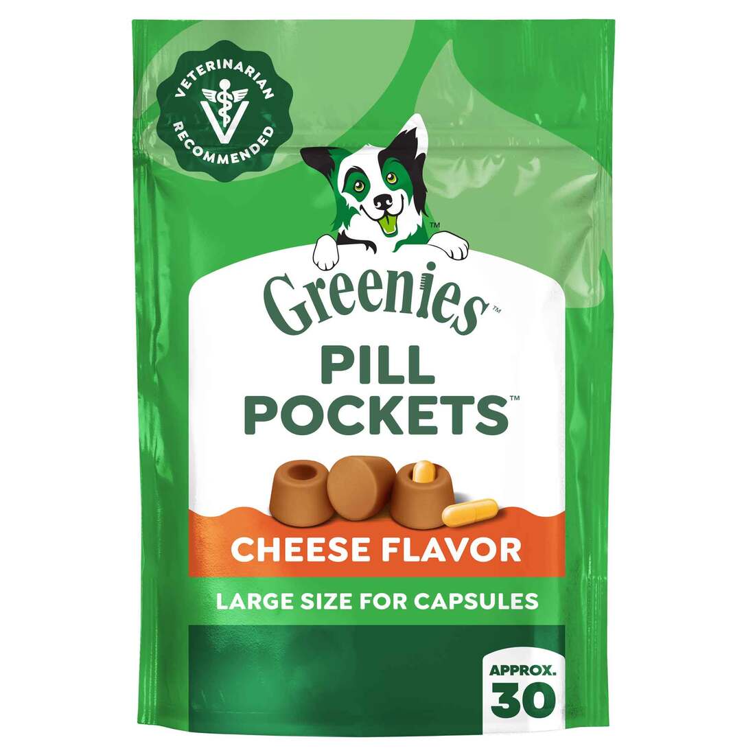 Greenies Pill Pockets Cheese Flavor Natural Soft Dog Treats, Capsule Size, 7.9 Ounce Pack (30 Treats