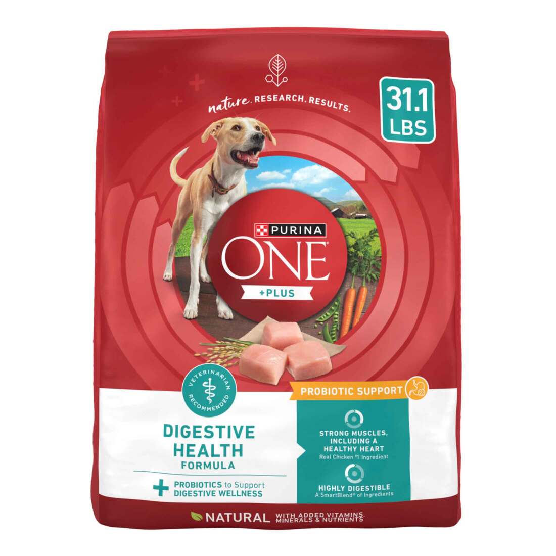 Purina One Plus Digestive Health Formula Dry Dog Food - 31.1 Pound Bag
