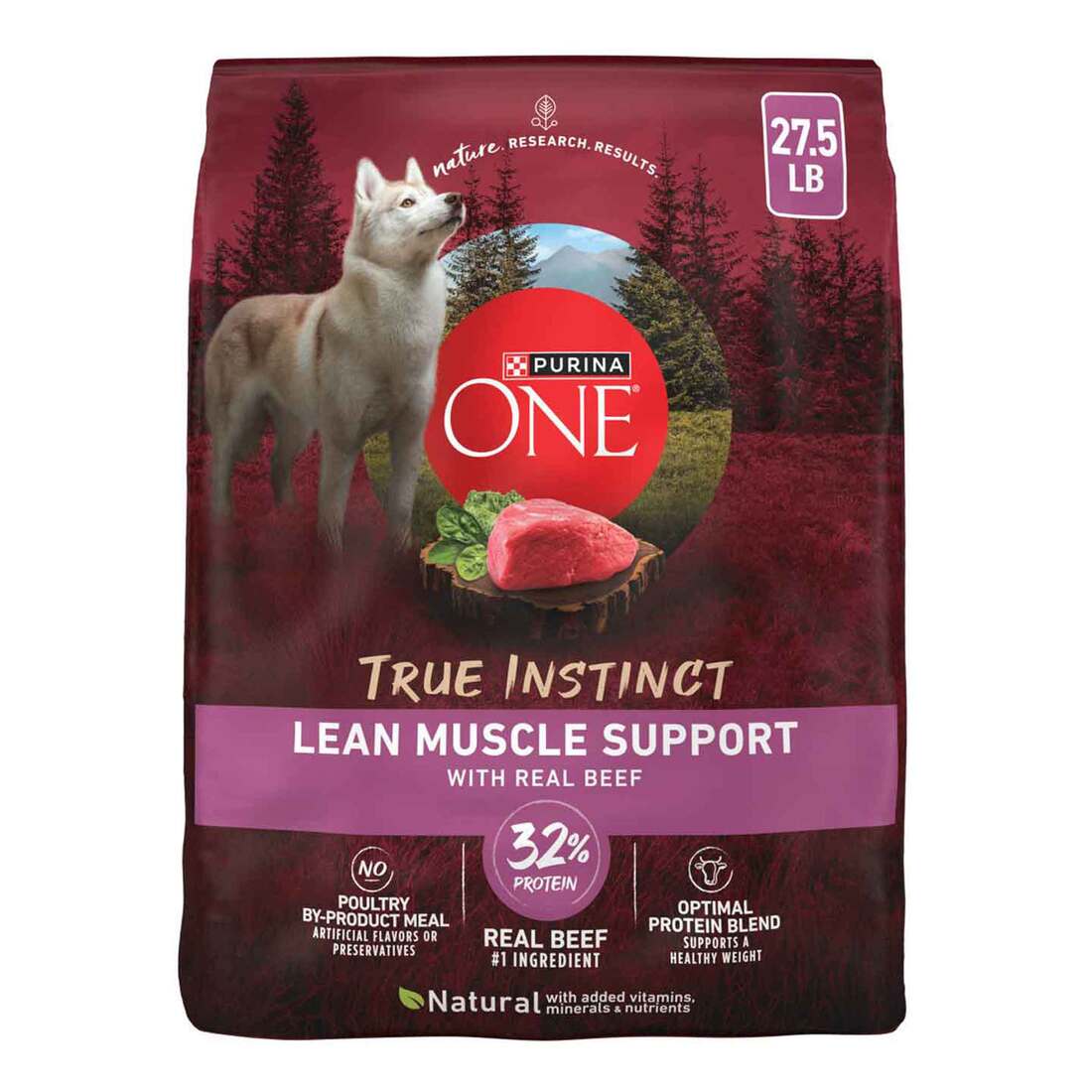 Purina One True Instinct Lean Muscle Support Dry Dog Food, Real Beef - 15 Pound Bag