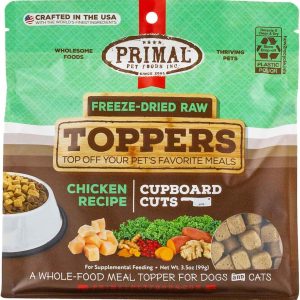 Primal Pet Foods Cupboard Cuts Freeze Dried Raw Toppers for Dogs & Cats, Chicken, 3.5 Ounces