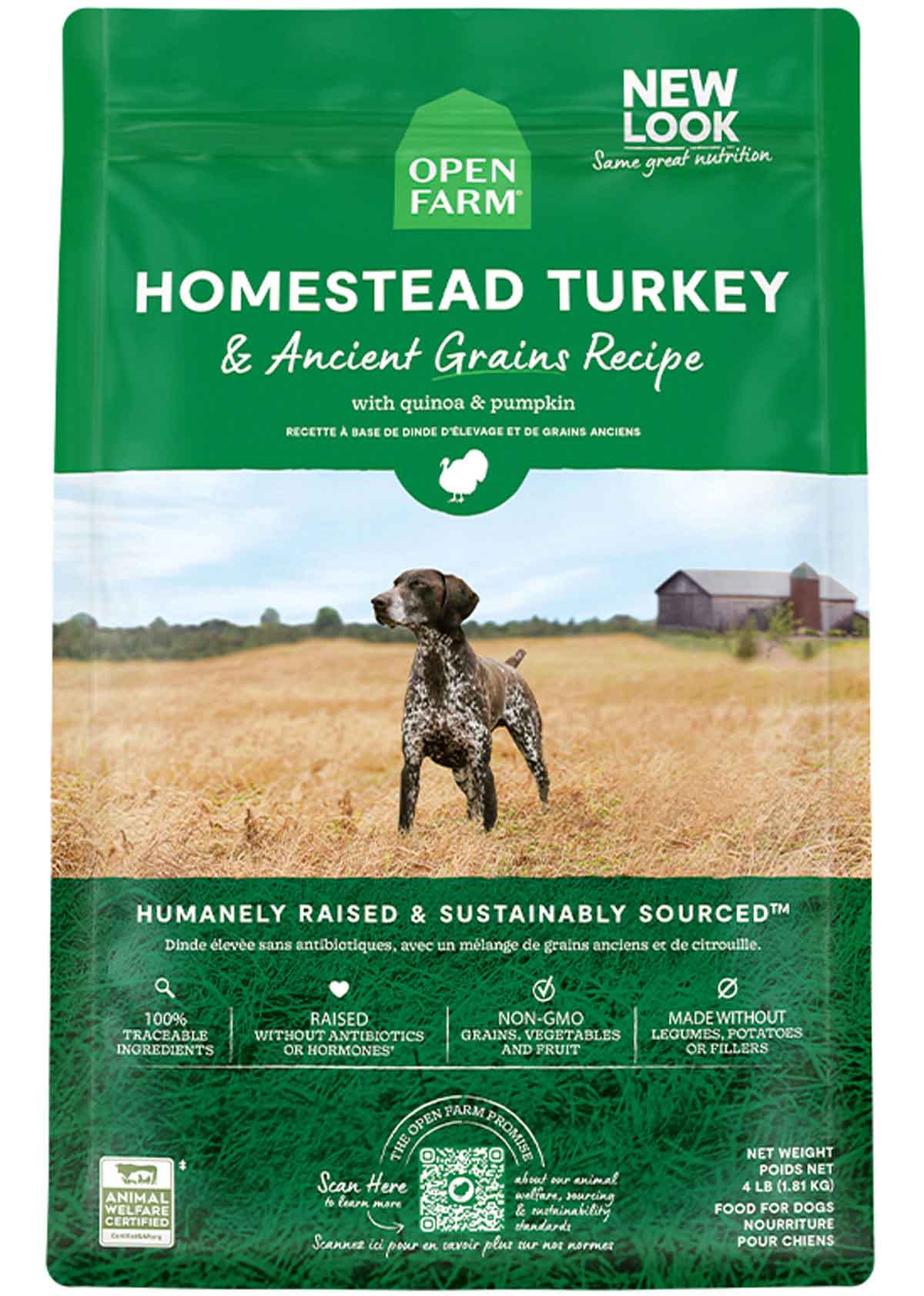 Open Farm Homestead Turkey & Ancient Grains Recipe Dry Dog Food, 4 Pounds