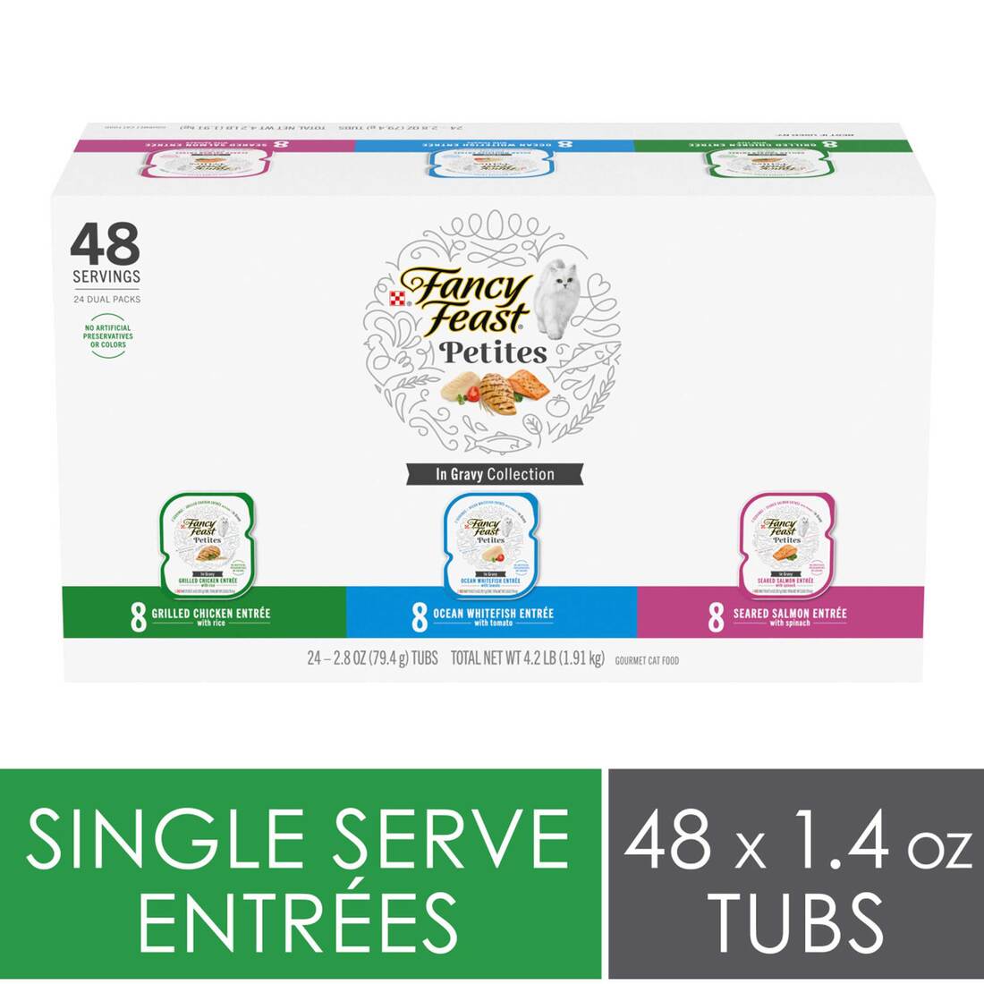 Purina Fancy Feast Petites Wet Cat Food, Gourmet Gravy Collection Variety Pack (48), 2.8 Ounces
