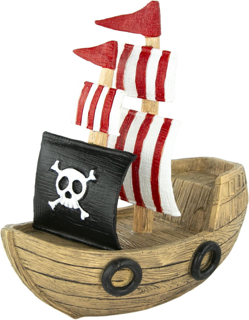 Fins First Aquarium Décor, Pirate Ship, Medium