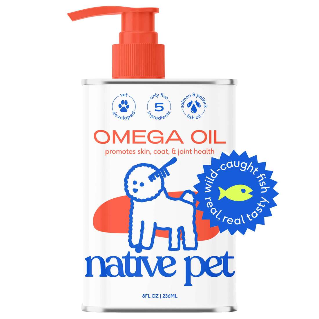 Native Pet Omega Oil Dog Supplement for Skin, Coat & Joint Health, 8 Ounces