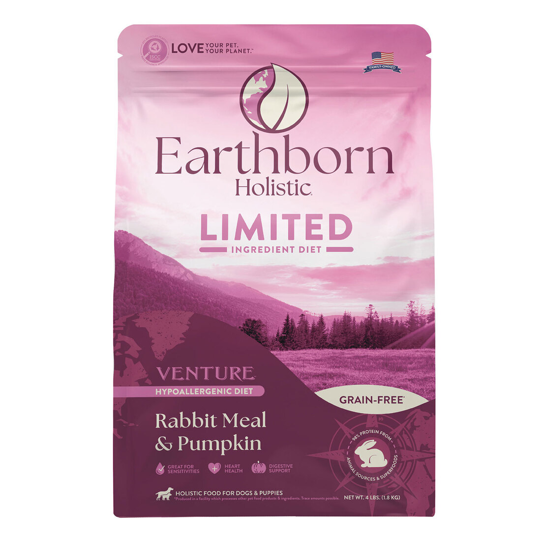 Earthborn Holistic ® VentureTM Rabbit Meal & Pumpkin Dry Dog Food, 4 Pound Bag