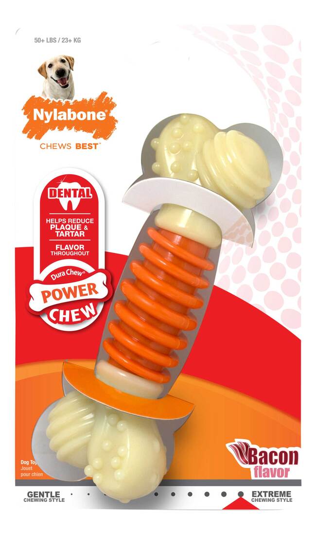 Nylabone Pro Action Dental Bacon Flavor Dog Chew Toy, Large