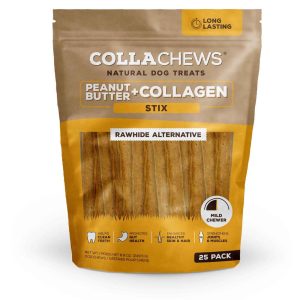 CollaChews Collagen Stix Dog Chews, Peanut Butter Flavor - 25 Pack