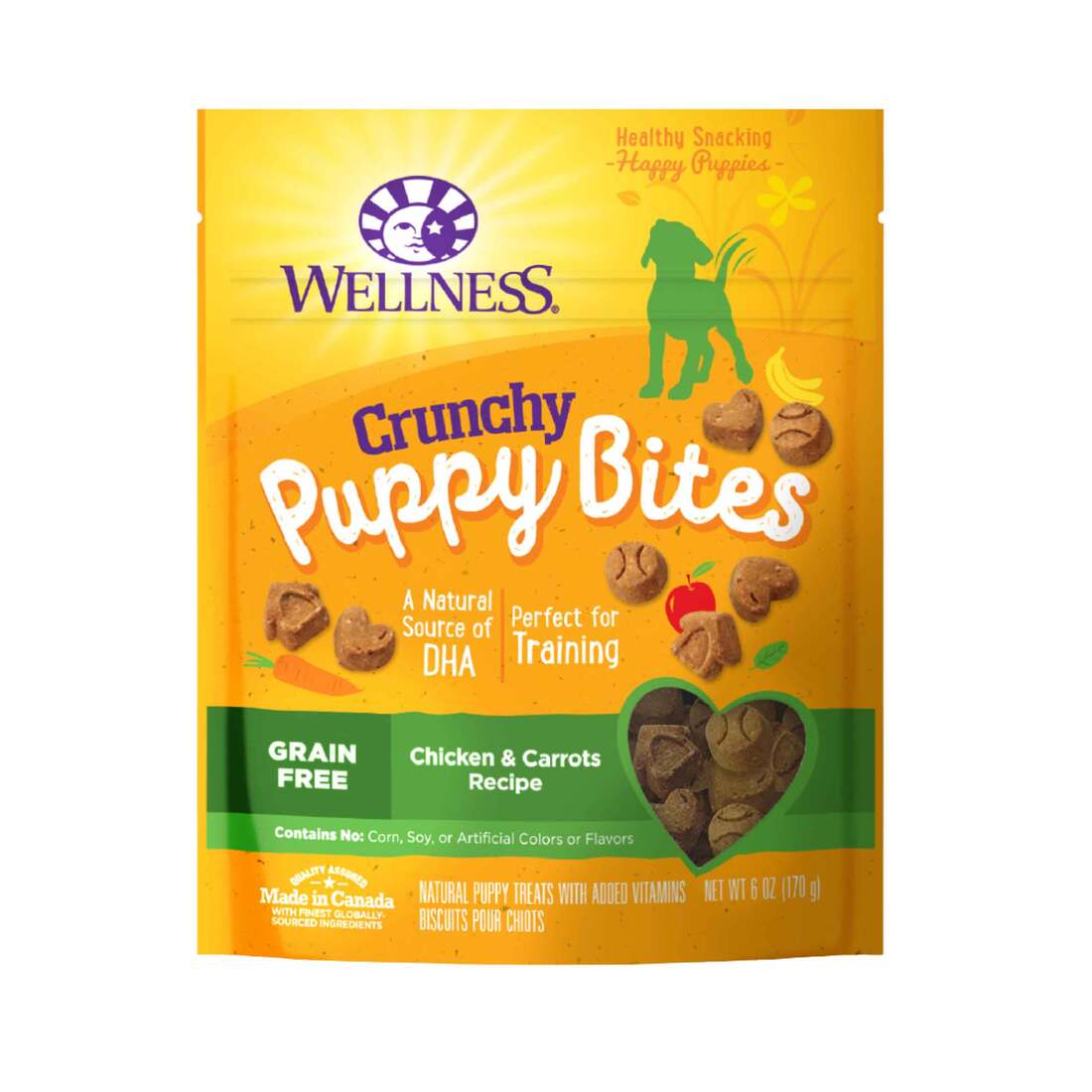 Wellness Puppy Bites Natural Grain Free Crunchy Puppy Treats, Chicken & Carrots Recipe, 6-Ounce Bag