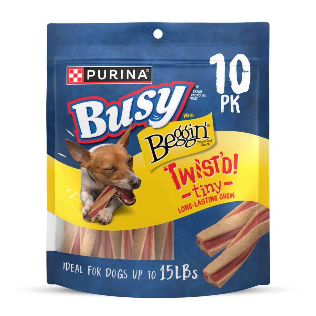 Purina Busy with Beggin' Twist'd BoneTiny Adult Dog Chew Treats - 10 Count Pouch