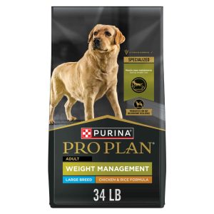 Purina Pro Plan Weight Management Large Breed Dry Dog Food, Chicken and Rice Formula - 34 Pound Bag
