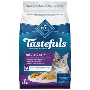 Blue Buffalo Tastefuls Senior Natural Dry Cat Food, Chicken & Brown Rice Recipe, 7 Pounds