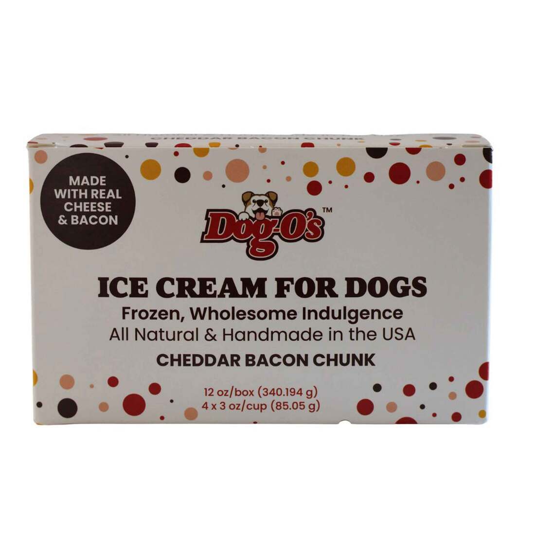Dog-os Frozen Ice Cream Dog Treat, Cheddar Bacon Chunk, 12 Ounces, 4 Pack