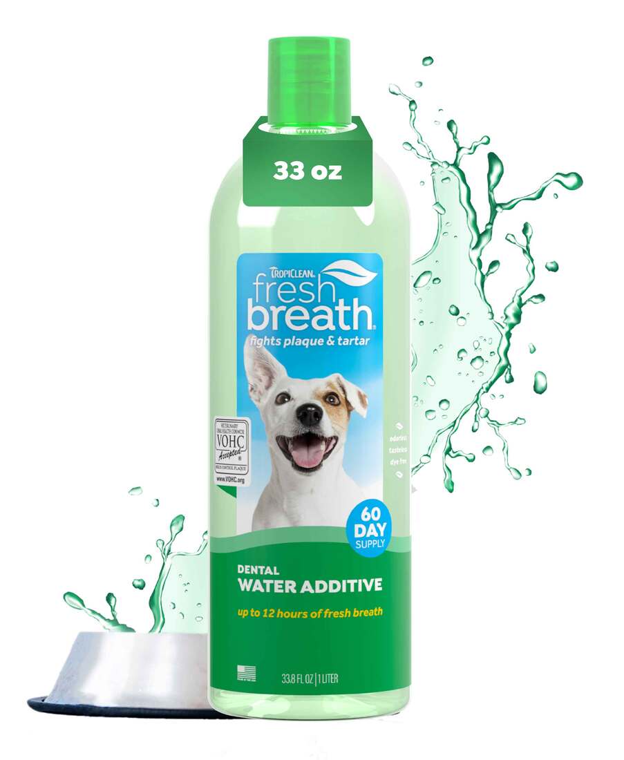 Tropiclean Fresh Breath Plaque Remover Pet Water Additive 33.8 Ounce
