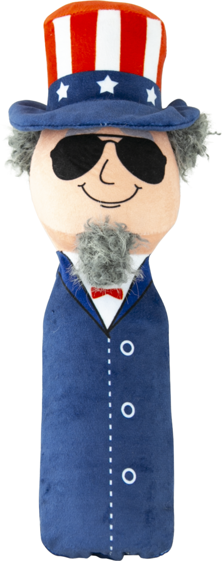 Play On Americana Uncle Sam Bottle Crunch Dog Toy