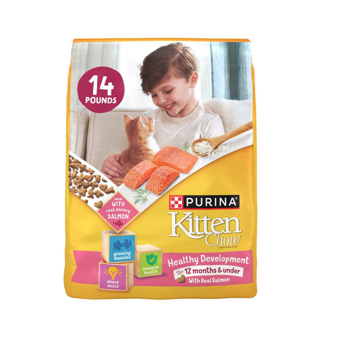 Purina Kitten Chow Healthy Development Dry Cat Food, Real Salmon - 14 Pound Bag