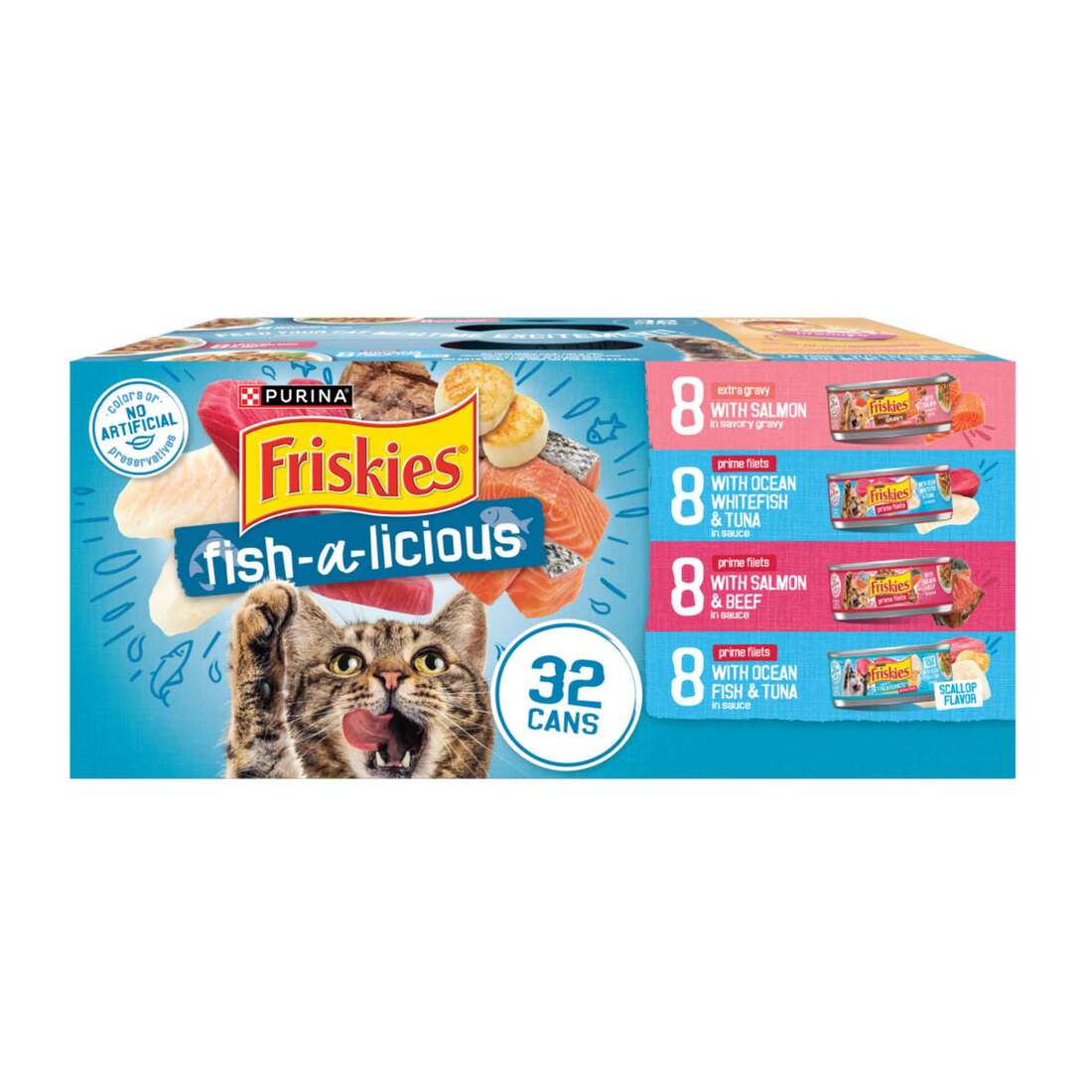Purina Friskies Wet Cat Food Variety Pack Fish-A-Licious Extra Gravy, Prime Filets and Tasty Treasur