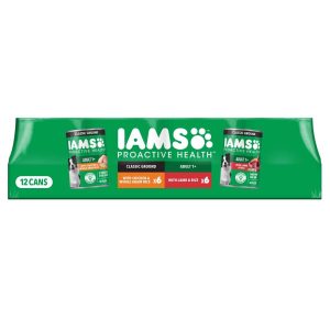 IAMS Proactive Health Wet Dog Food, Classic Ground Chicken or Lamb Variety Pack, 13 Ounce Cans, 12 C