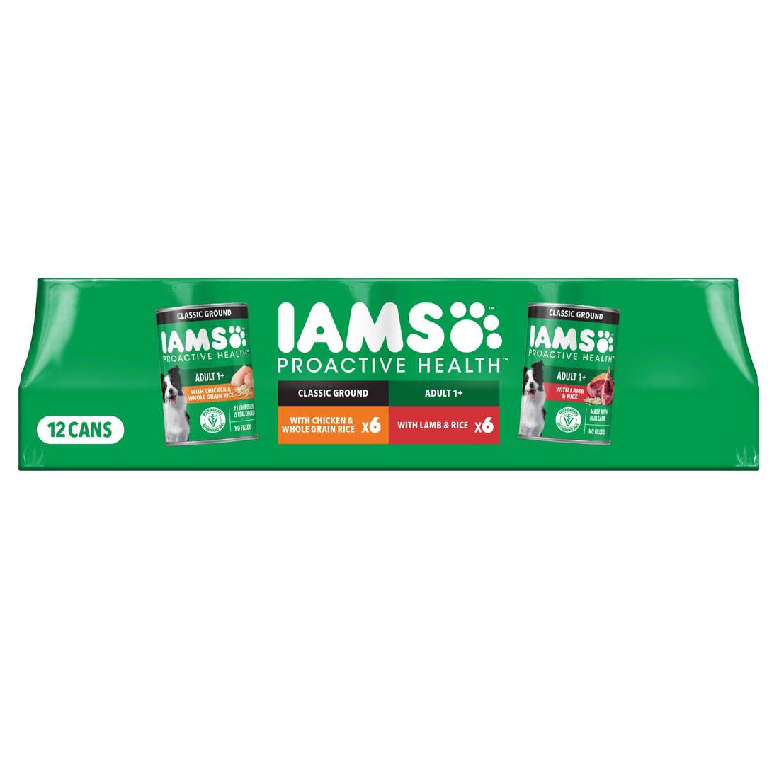IAMS Proactive Health Wet Dog Food, Classic Ground Chicken or Lamb Variety Pack, 13 Ounce Cans, 12 C