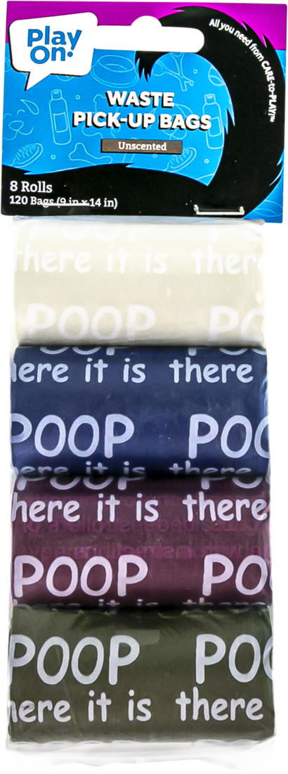 Play On Waste Bags, Unscented, Taupe/Navy/Wine/Dark Green, 8 Rolls/120 Bags