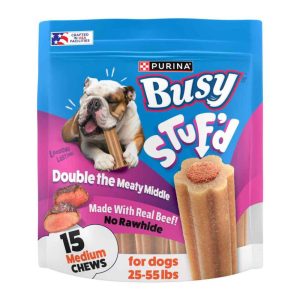 Purina Busy Stuf'd Long Lasting Dog Chews, Medium- 15 Count Pouch