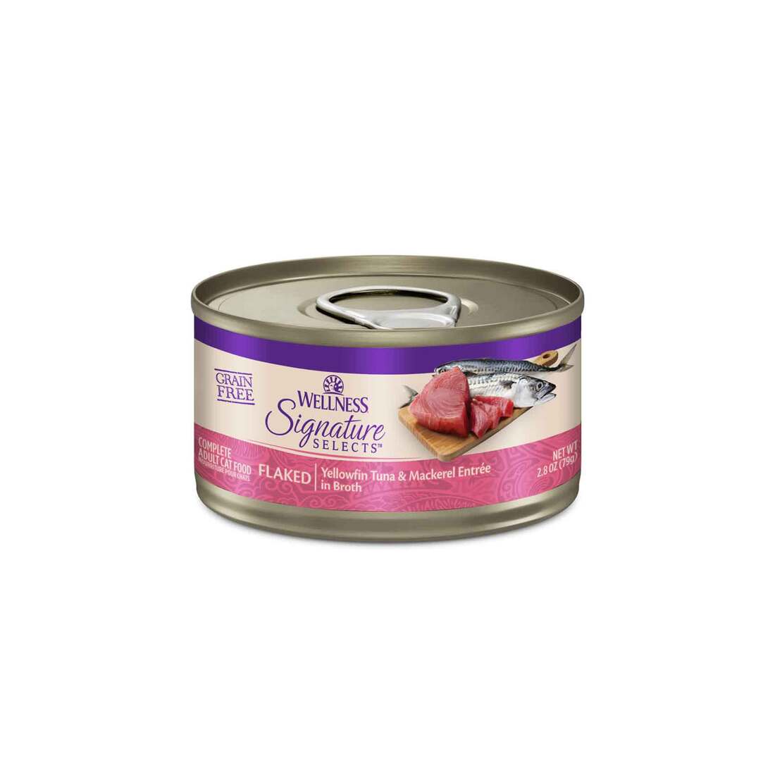 Wellness CORE Signature Selects Flaked Adult Grain-Free Wet Cat Food, Yellowfin Tuna & Mackerel, 2.8