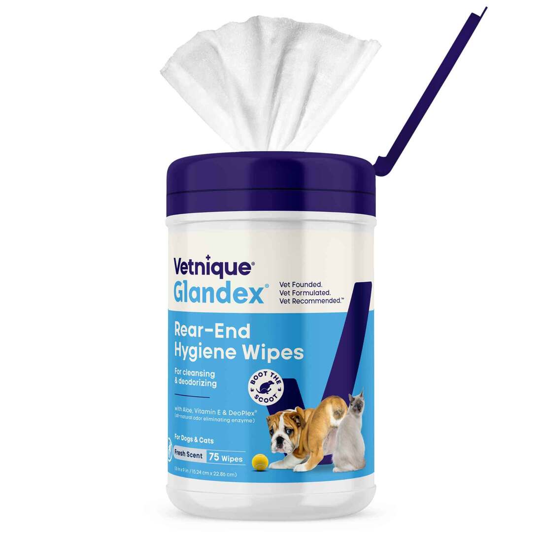 Glandex Anal Gland Pet Wipes, 75 Count