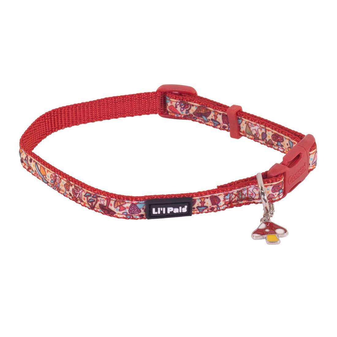 Li'l Pals® by Coastal® Charming Ribbon Overlay Dog Collar, Li'l Mushrooms