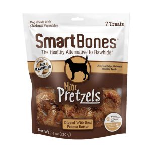 SmartBones Peanut Butter Dipped Mini Pretzels Dog Treats, 7 Count