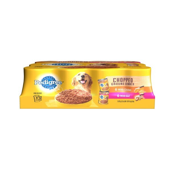 Pedigree Meaty Ground Dinner Multipack Chicken and Beef Dog Food, 13.2 Ounces (12 Count)
