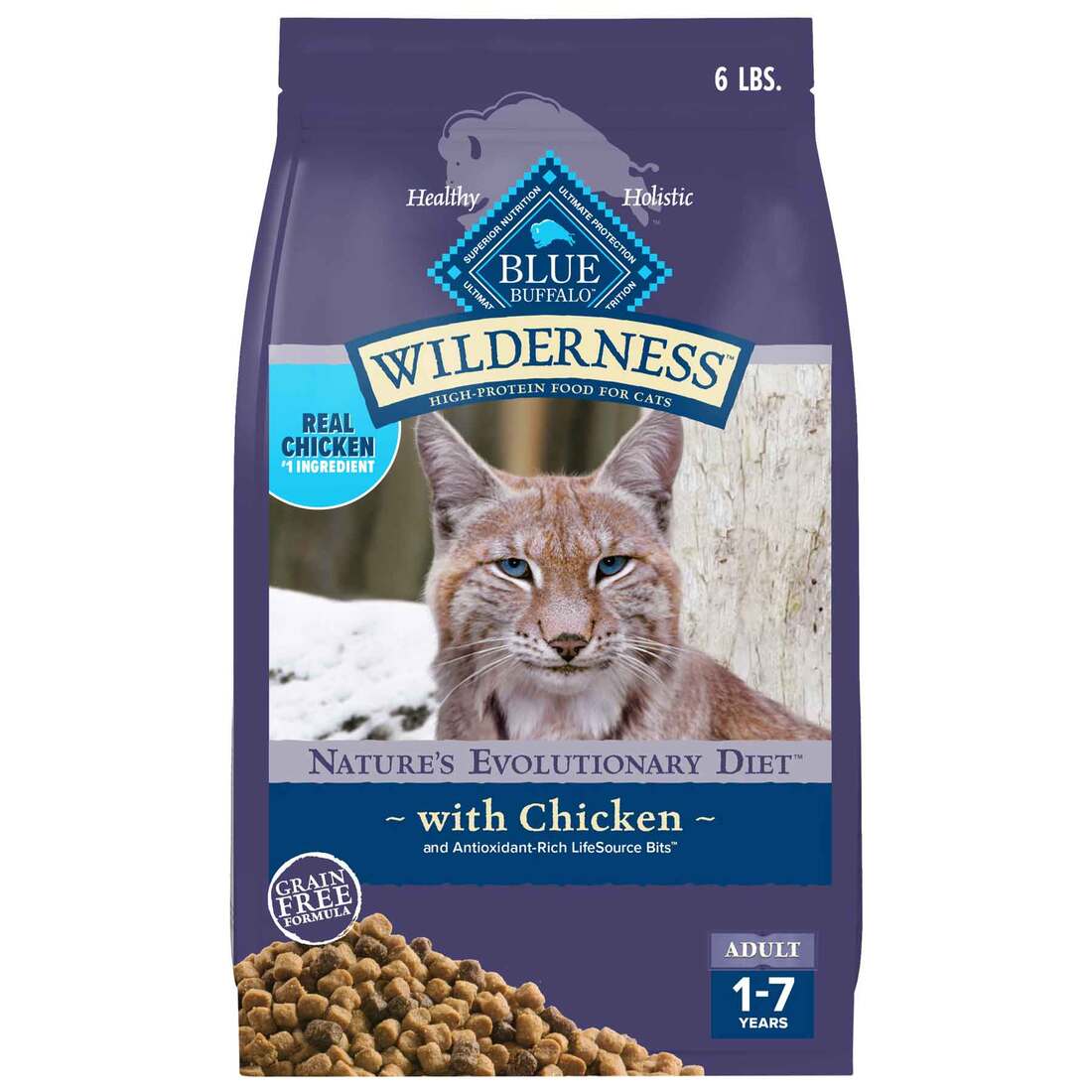 Blue Buffalo Wilderness Grain-Free Adult Natural Dry Cat Food, Chicken, 6 Pounds