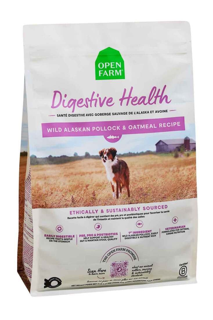 Open Farm Digestive Health Dry Dog Food, Pollock and Oatmeal, 4 Pounds