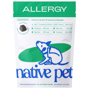 Native Pet Allergy Dog Supplement, Air-Dried Chews for Seasonal Skin Allergies, 60 Count