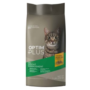 OptimPlus Adult Weight Management Chicken & Brown Rice Formula Dry Cat Food, 7 Pounds