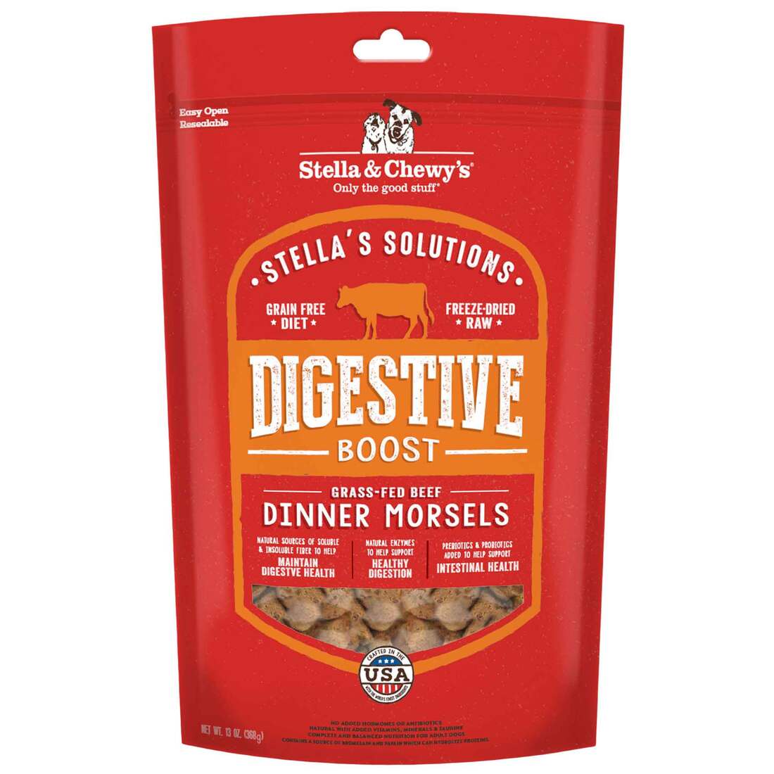 Stella & Chewy's Dog Freeze-Dried Raw Stella's Solutions, Digestive Boost Dinner Morsels, 13 Ounces