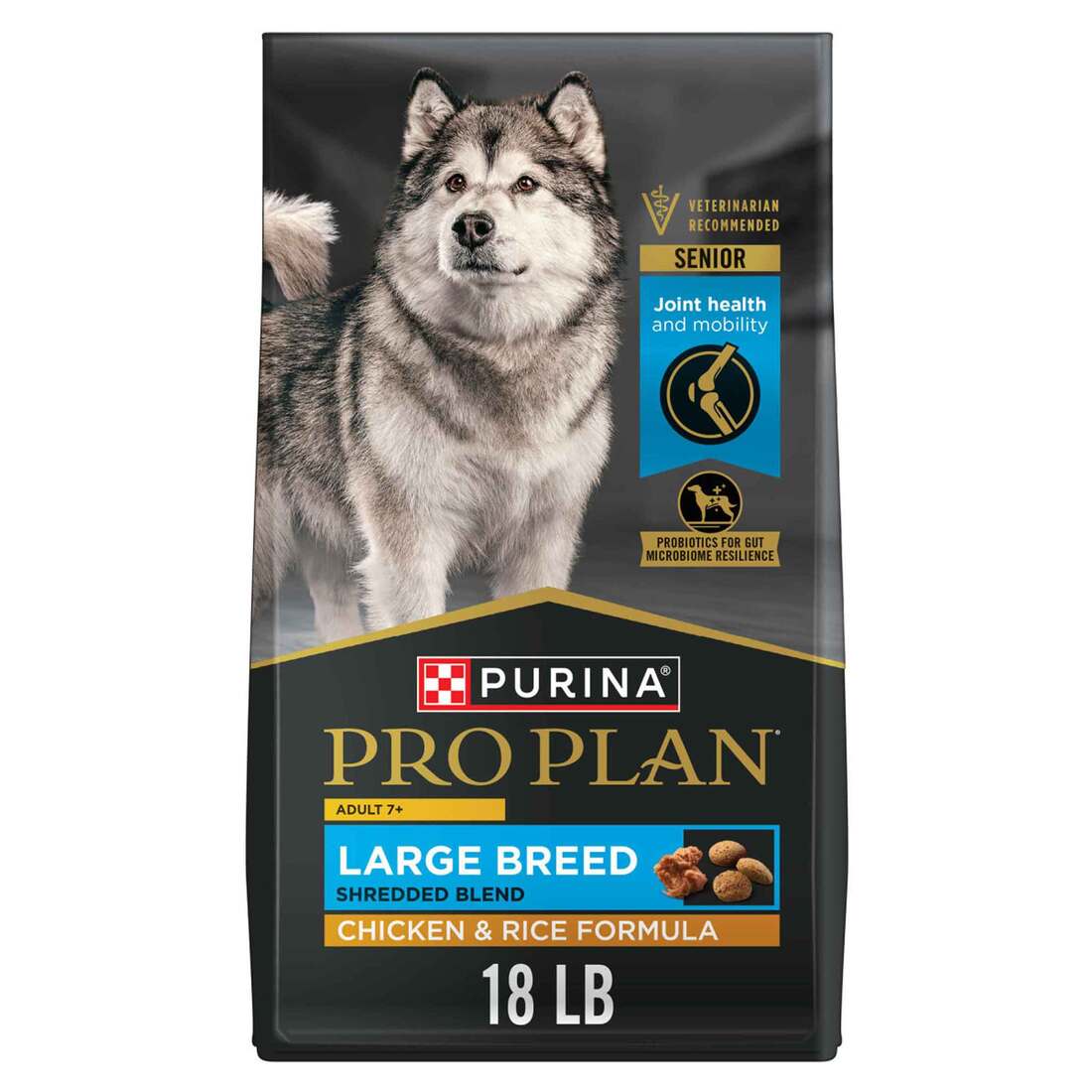 Purina Pro Plan Large Breed Adult 7 Plus Shredded Blend Senior Dry Dog Food, Chicken and Rice Formul