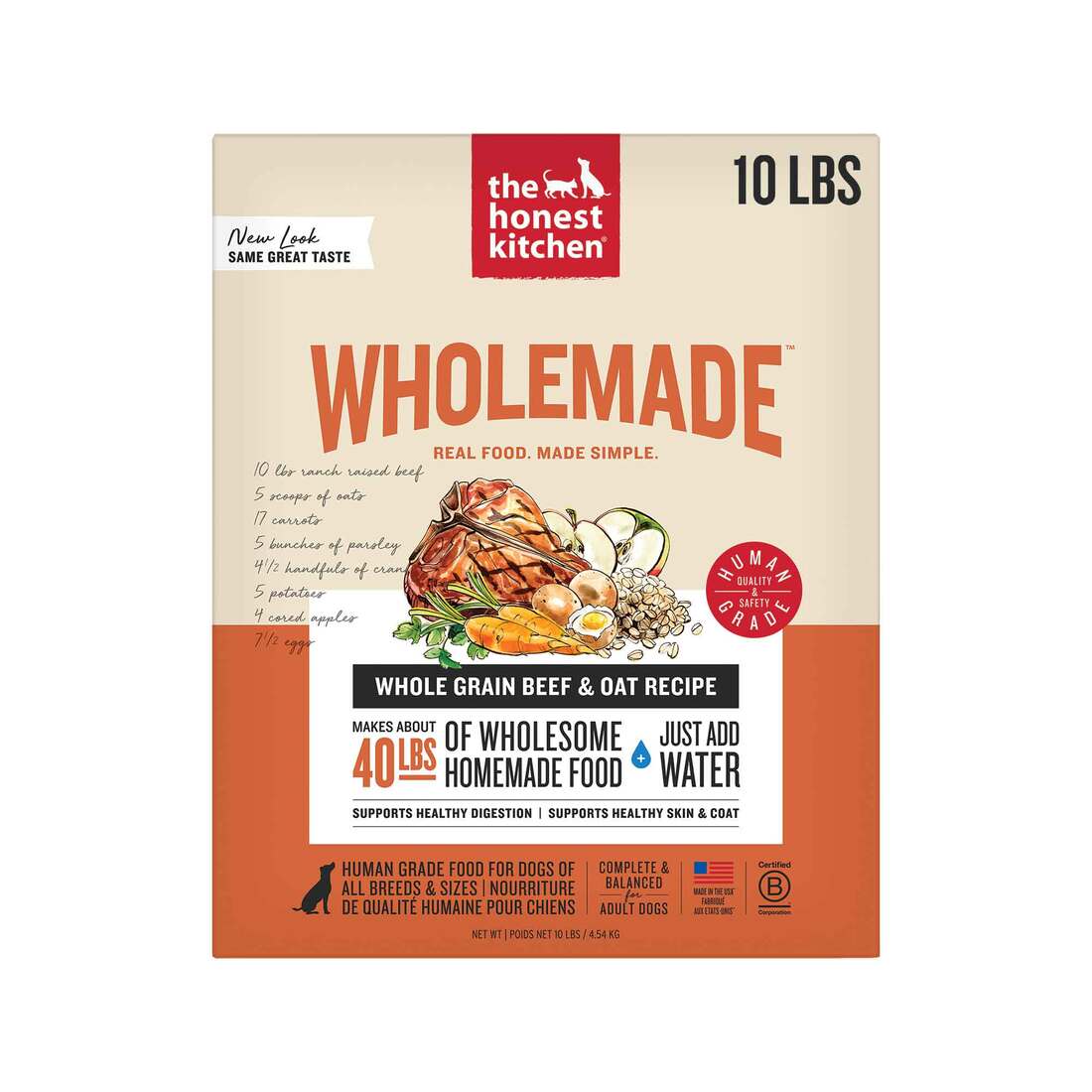 The Honest Kitchen Wholemade™ Whole Grain Dog Food, Beef & Oat, 10 Pound Box