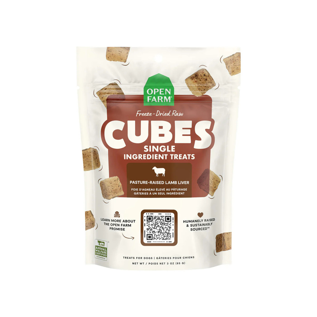 Open Farm Freeze Dried Single Ingredient Cubes Dog Treat, Lamb Liver, 3 Ounces