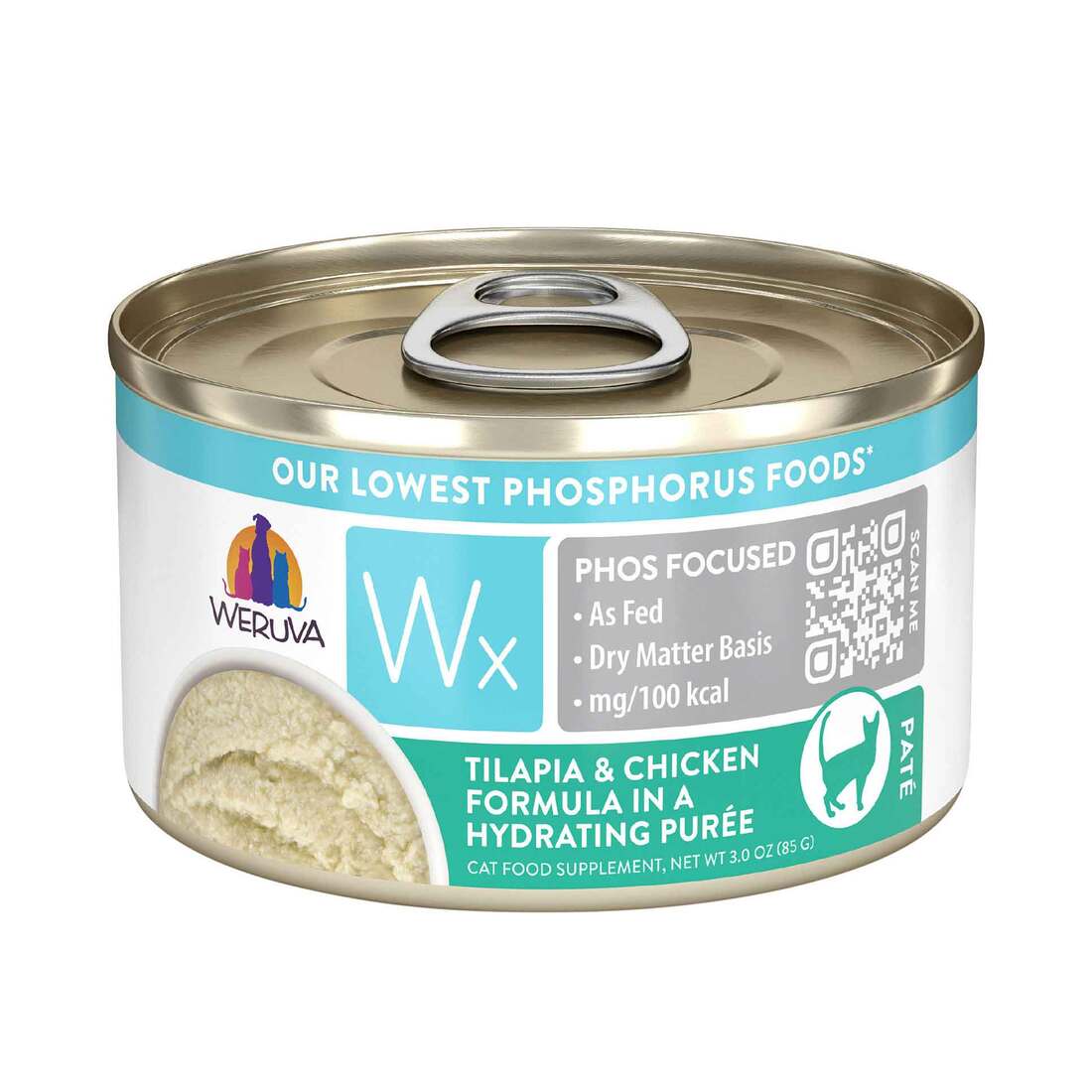 Weruva Wx Phos Focused Wet Cat Food, Tilapia & Chicken Formula in a Hydrating Pur??e, 3 Ounce Can