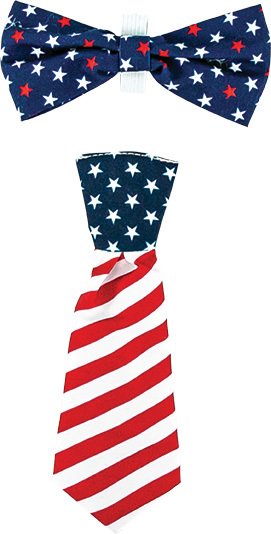 Play On Spring/Summer Dog Apparel Americana Tie Set, Medium/Large