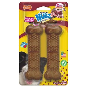 Nylabone Nubz Meaty Beef Center Dog Chew, Large, 2 Count, 3.6 Ounces