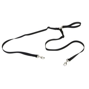 2 Dog Walker Tangle-Free Adjustable Leash, Black, 1" x 04'