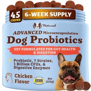 Natural Dog Company Probiotic Chews for Dogs, Gut Health, 45 Count
