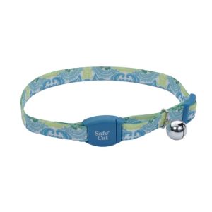 Safe Cat® Adjustable Breakaway Cat Collar with Magnetic Buckle, Teal Peacock, 3/8" x 08"-12"