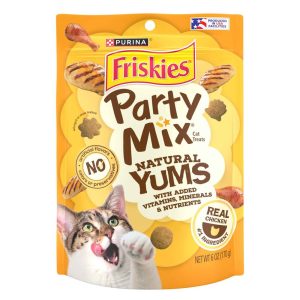 Purina Friskies Natural Cat Treats, Party Mix Natural Yums, Real Chicken, 6 Ounce Pouch