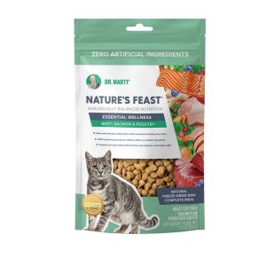 Dr. Marty Nature's Feast Freeze Dried Cat Food, Essential Wellness Beef, Salmon and Poultry, 5.5 Oun