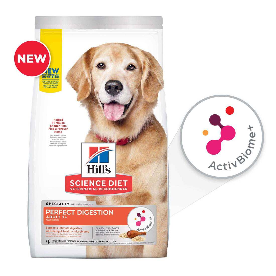 Hill's Science Diet Adult 7+ Perfect Digestion Dry Dog Food, Chicken, Whole Oats & Brown Rice Recipe